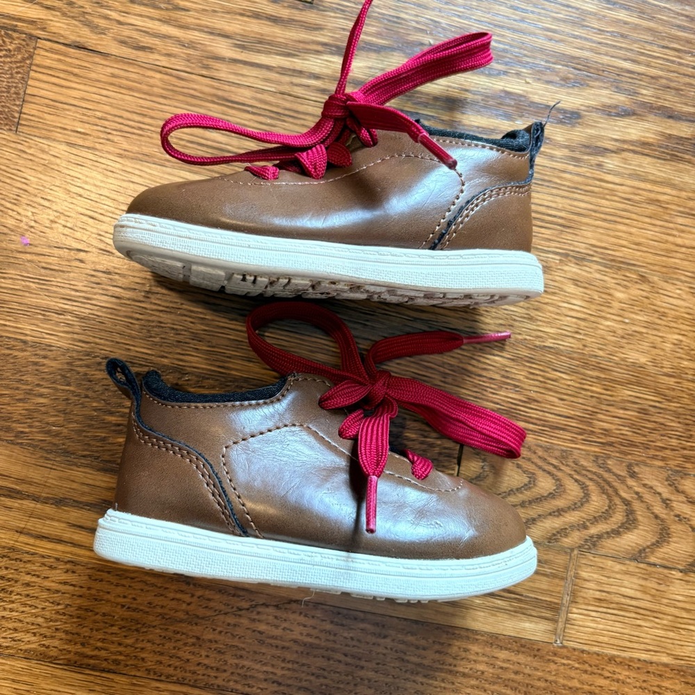 Toddler Boy Size 5 Dress Shoes Brown American Eagle Skid Resistant Faux Leather